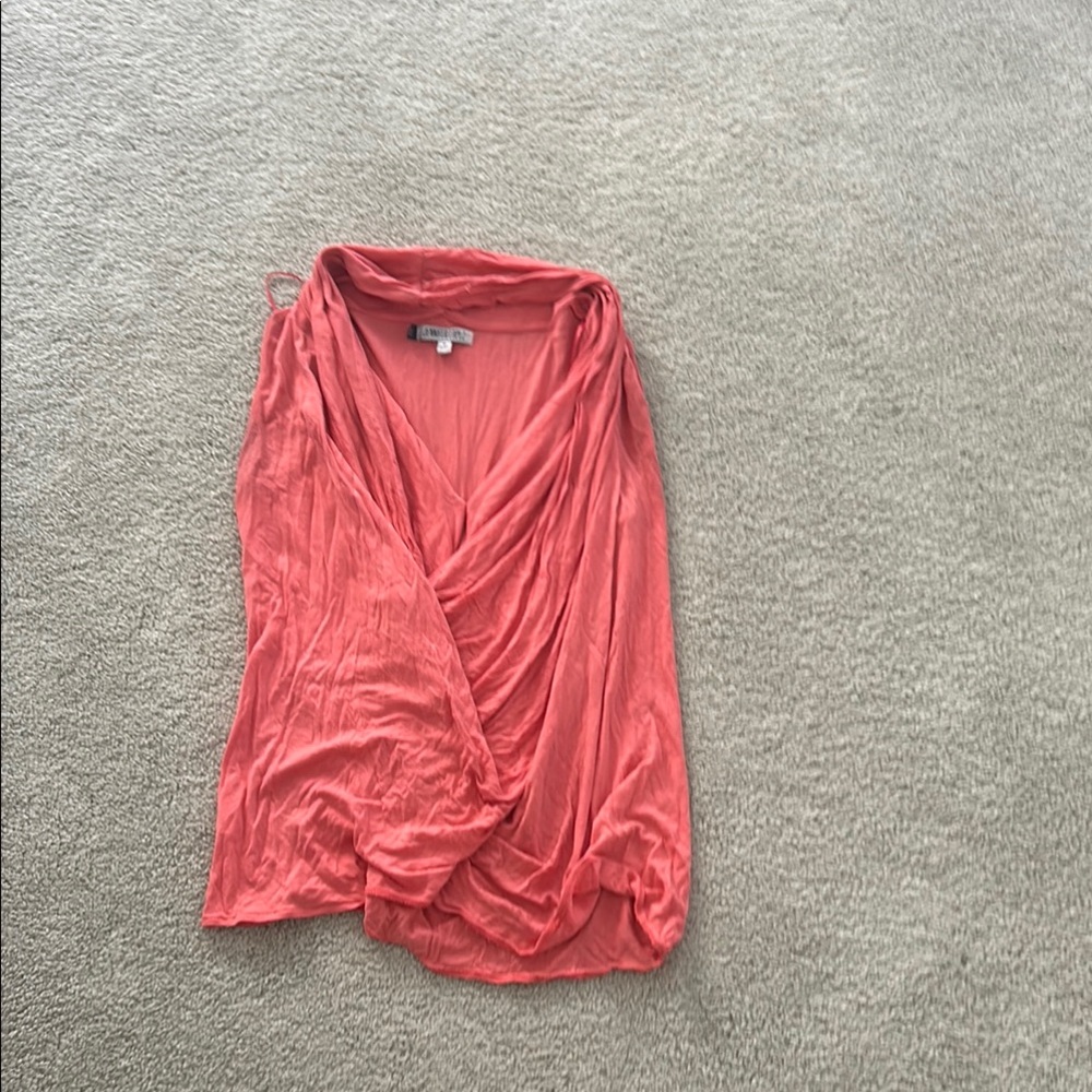 Coral Draped Jennifer Lopez Blouse